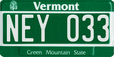 VT license plate NEY033