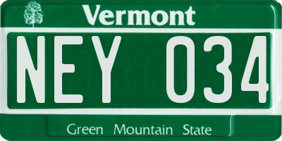 VT license plate NEY034