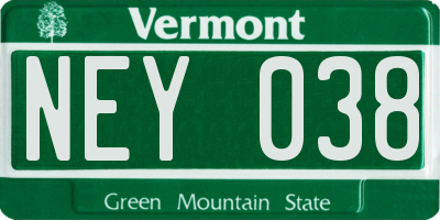 VT license plate NEY038