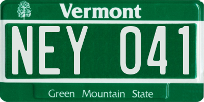 VT license plate NEY041