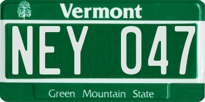 VT license plate NEY047