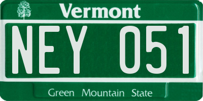 VT license plate NEY051