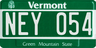 VT license plate NEY054