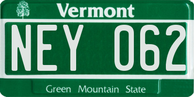 VT license plate NEY062