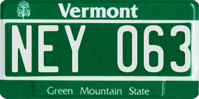 VT license plate NEY063