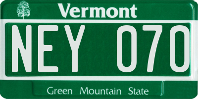 VT license plate NEY070