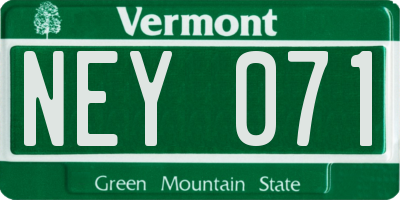 VT license plate NEY071