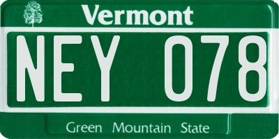 VT license plate NEY078