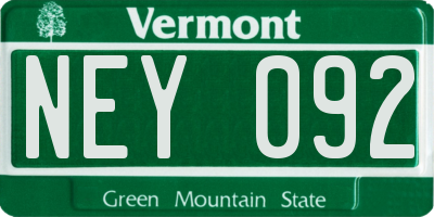 VT license plate NEY092