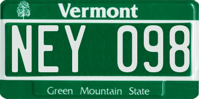 VT license plate NEY098