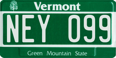 VT license plate NEY099
