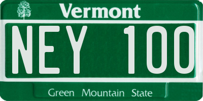 VT license plate NEY100