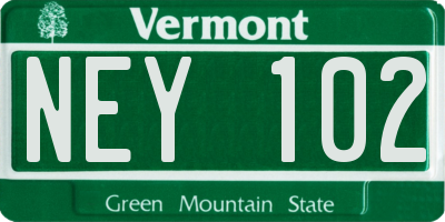 VT license plate NEY102