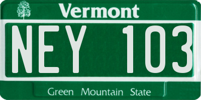 VT license plate NEY103