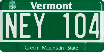 VT license plate NEY104