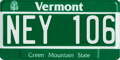 VT license plate NEY106