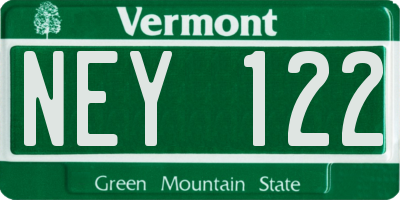VT license plate NEY122