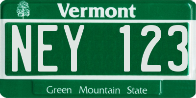 VT license plate NEY123