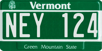 VT license plate NEY124