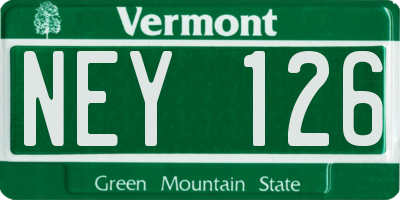 VT license plate NEY126