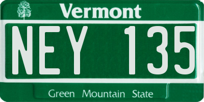 VT license plate NEY135