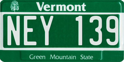 VT license plate NEY139