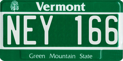 VT license plate NEY166