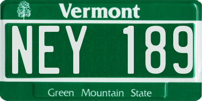 VT license plate NEY189