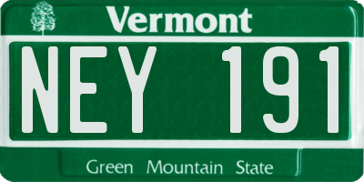 VT license plate NEY191