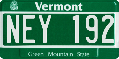 VT license plate NEY192