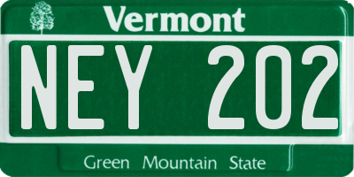 VT license plate NEY202