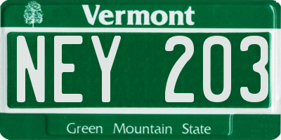VT license plate NEY203