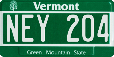 VT license plate NEY204