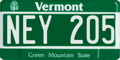 VT license plate NEY205