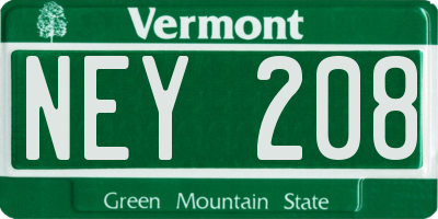 VT license plate NEY208
