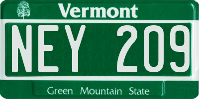 VT license plate NEY209