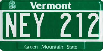 VT license plate NEY212
