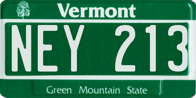 VT license plate NEY213