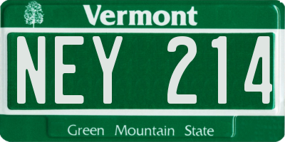 VT license plate NEY214