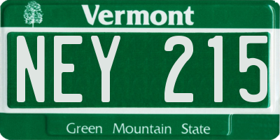 VT license plate NEY215