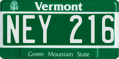 VT license plate NEY216