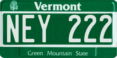 VT license plate NEY222