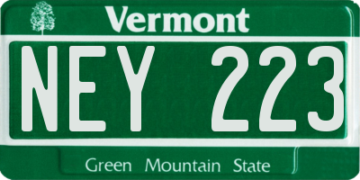 VT license plate NEY223