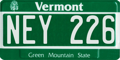 VT license plate NEY226