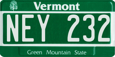 VT license plate NEY232