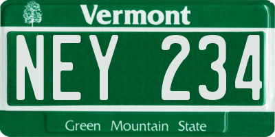 VT license plate NEY234
