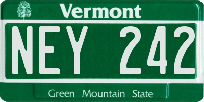 VT license plate NEY242