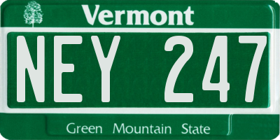 VT license plate NEY247