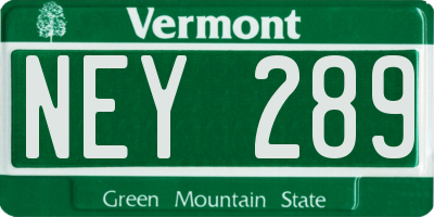 VT license plate NEY289