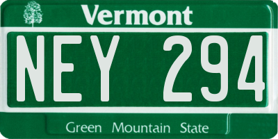 VT license plate NEY294